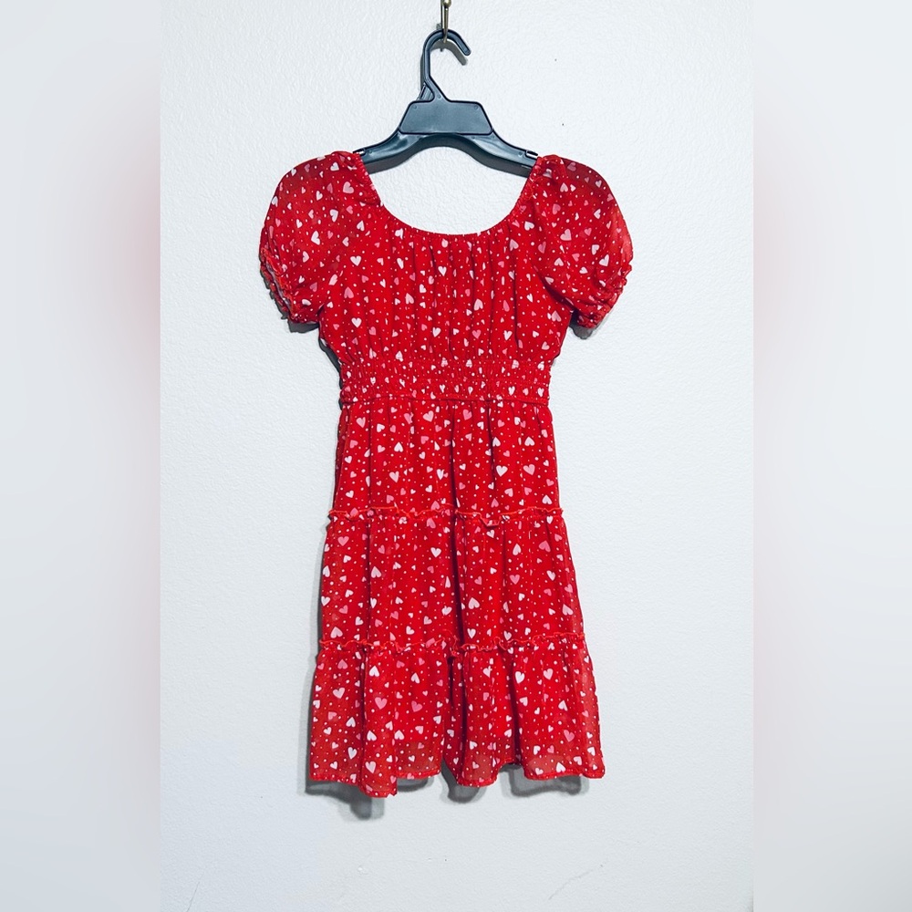 Trixxi Red Dress with Heart Pattern Girls Size (14)